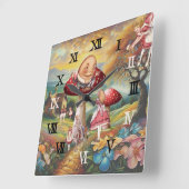 Romeinse cijfers Alice in Wonderland Vierkante Klok (Hoek)