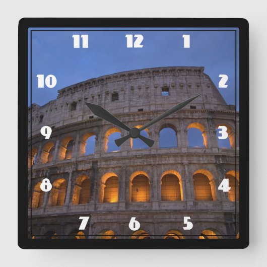 Romeinse Colosseum bij nacht Vierkante Klok (Voorkant)