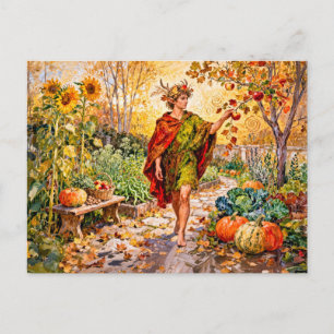 Romeinse God Faunus Herfsttuin Briefkaart