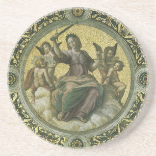 Romeinse Godin Justitia met Engelen door Raphael Zandsteen Onderzetter