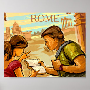 Romeinse illustratie Antieke Kunst Toeristen Poste Poster