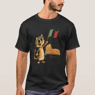 Romeinse kat met Italiaanse vlag Roma Italia Reis T-shirt