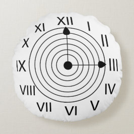 Romeinse klok zwart-wit Romeinse klok Rond Kussen