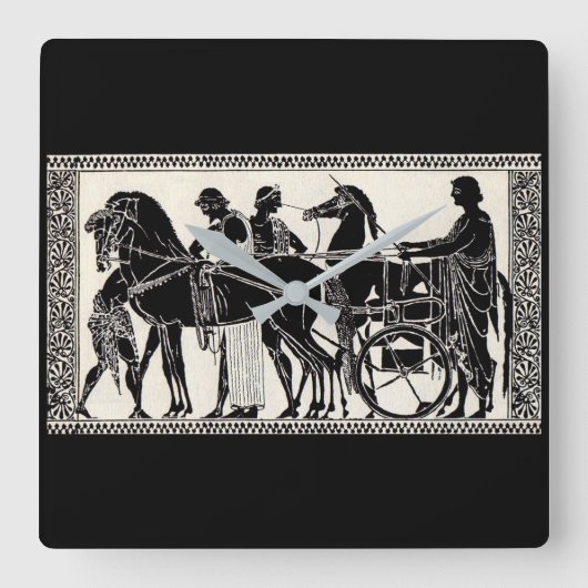 Romeinse mannen en paarden vierkante klok (Voorkant)