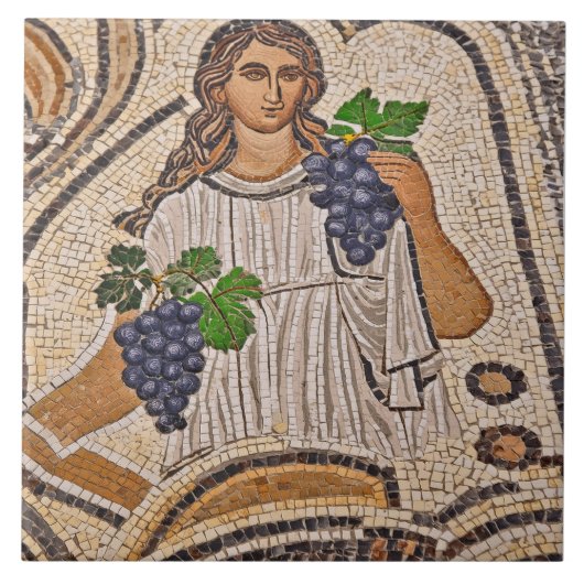 Romeinse Mozaïek Stijl Druiven Keramische Tegel Tegeltje (Voorkant)