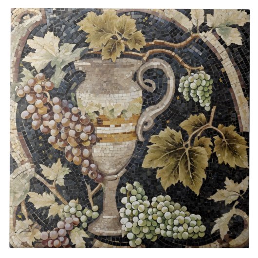 Romeinse mozaïek stijl wijn keramische Tegel Tegeltje (Voorkant)