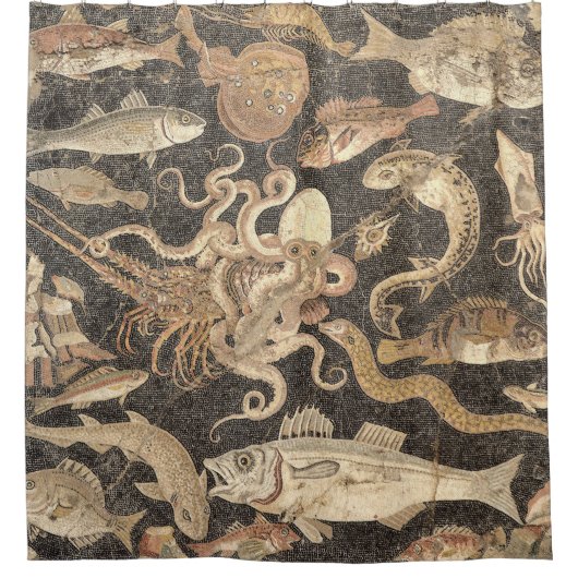 Romeinse mozaïek van het mariene leven van Pompeii Douchegordijn (Voorkant)