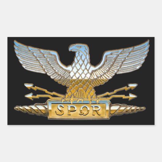 Romeinse Republikeinse Adelaar in Chrome Rechthoekige Sticker (Voorkant)