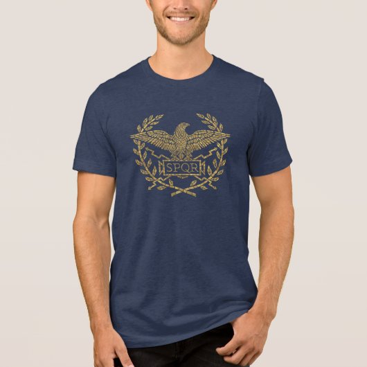 Romeinse Rijk Adelaar Mozaïek Embleem Tri-Blend Shirt (Voorkant)