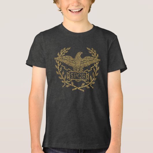 Romeinse Rijk Adelaar Mozaïek Embleem Tri-Blend Shirt (Voorkant)