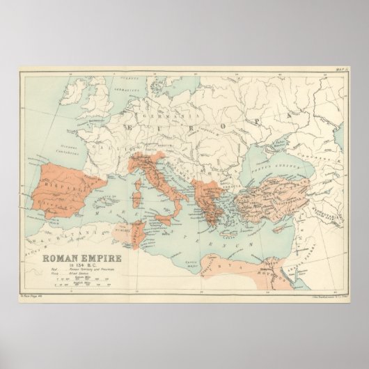  Romeinse Rijk Map 1895 Poster (Voorkant)