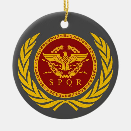 Romeinse Rijk SPQR Eagle Embleem en krans Keramisch Ornament (Voorkant)