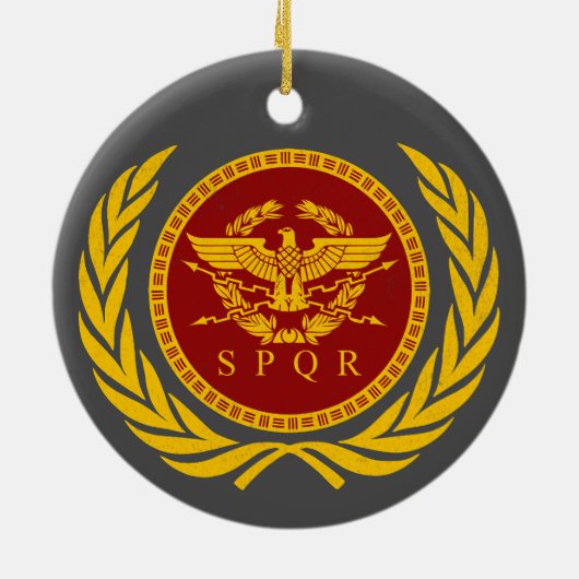 Romeinse Rijk SPQR Eagle Embleem en krans Keramisch Ornament (Achterkant)