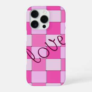 Romeinse Roze Geweven Tegels met Liefde iPhone 16 Pro Hoesje