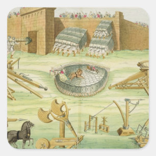 Romeinse soldaten Besieging a Town, bord 23B, klas Vierkante Sticker