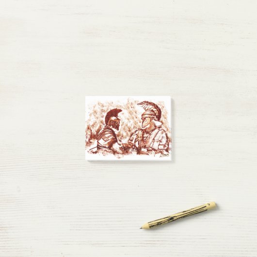 Romeinse soldaten post-it® notes (Op bureau)
