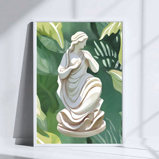 Romeinse standbeeld | Aquarel botanische schilderi Poster