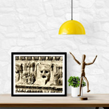 Romeinse steen gesneden drama gezichten foto print