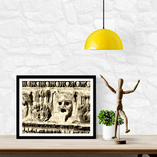 Romeinse steen gesneden drama gezichten foto print afdruk