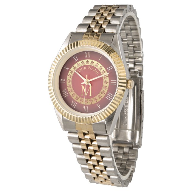Romeinse stijl aangepaste monogram horloge (Gekanteld)