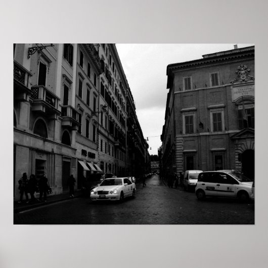 Romeinse straten zwart-wit poster (Voorkant)