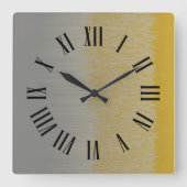 Romeinse uurmarkeringen, zwart op goud en zilveren vierkante klok (Voorkant)