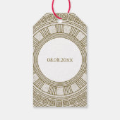 Romeinse verjaardagsfeest met stenen elementen cadeaulabel (Achterkant)