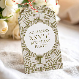 Romeinse verjaardagsfeest met stenen elementen cadeaulabel