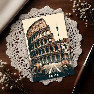 Romeinse Vespa en Colosseum in vintage stijl Briefkaart