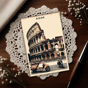 Romeinse Vespa en Colosseum uit het verleden Briefkaart