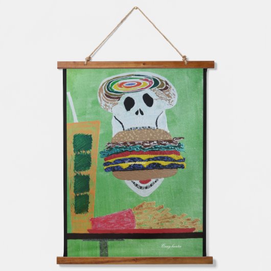 Romeo, coppertone, cheeseburger in het paradijs hangend wandkleed (Voorkant 3)