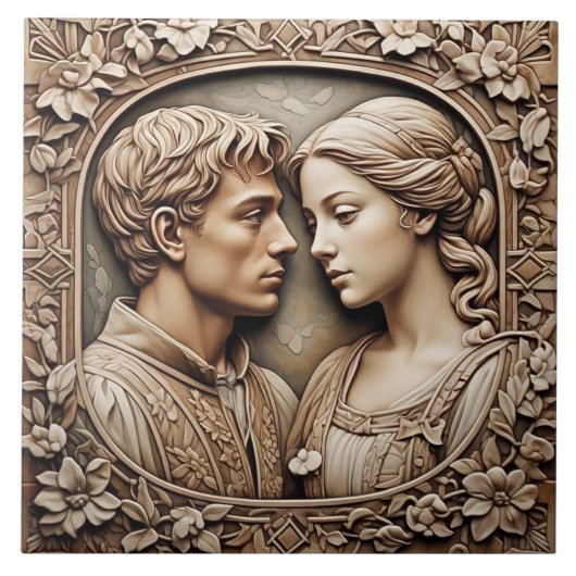 Romeo en Julia - Kunst en ambachten Keramische Teg Tegeltje (Voorkant)