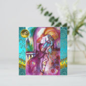 ROMEO EN JULIET Aqua Blauw, Groentelblauw Damast B Kaart (Staand voorkant)