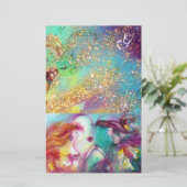 ROMEO EN JULIET, BLAUWGROEN BLAUWE GOUDEN MONOGRAM BRIEFPAPIER (Staand voorkant)