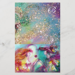 ROMEO EN JULIET, BLAUWGROEN BLAUWE GOUDEN MONOGRAM BRIEFPAPIER