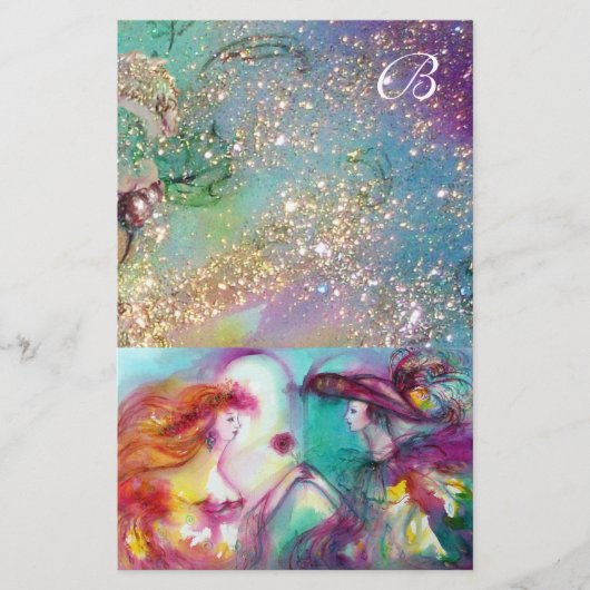 ROMEO EN JULIET, BLAUWGROEN BLAUWE GOUDEN MONOGRAM BRIEFPAPIER (Voorkant)