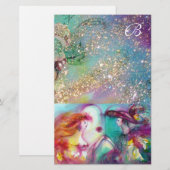 ROMEO EN JULIET, BLAUWGROEN BLAUWE GOUDEN MONOGRAM BRIEFPAPIER (Voorkant / Achterkant)