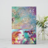 ROMEO EN JULIET, BLAUWGROEN BLAUWE GOUDEN MONOGRAM BRIEFPAPIER (Staand voorkant)