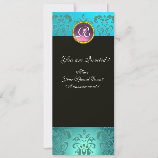 ROMEO EN JULIET/Blauwgroen Roze Damasvemirkels Kaart (Achterkant)