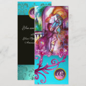 ROMEO EN JULIET/Blauwgroen Roze Damasvemirkels Kaart (Voorkant / Achterkant)