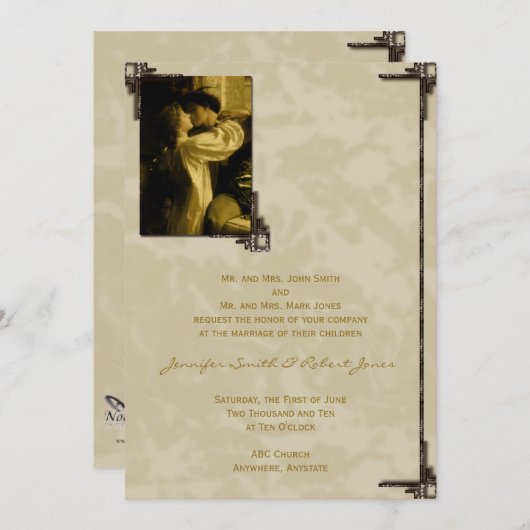 Romeo en Juliet Fairytale Wedding Invitation Kaart (Voorkant / Achterkant)