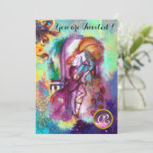 ROMEO EN JULIET Floral Blue Gold Sparkles Kaart (Staand voorkant)