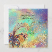 ROMEO EN JULIET Floral Blue Gold Sparkles Kaart (Achterkant)