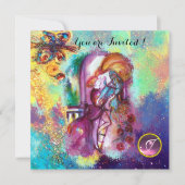 ROMEO EN JULIET Floral Blue Gold Sparkles Kaart (Voorkant)