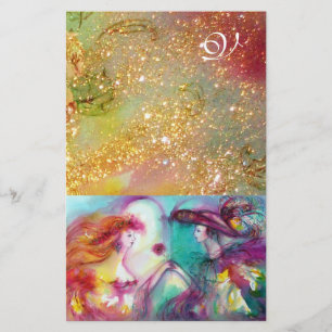 ROMEO EN JULIET, GEEL GROENE GOLD-SPARKLES BRIEFPAPIER