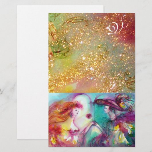 ROMEO EN JULIET, GEEL GROENE GOLD-SPARKLES BRIEFPAPIER (Voorkant / Achterkant)