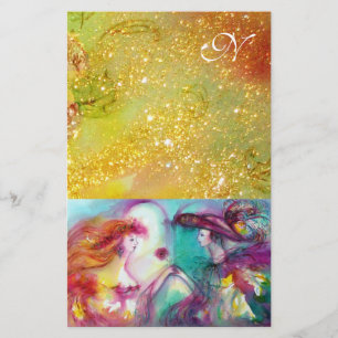 ROMEO EN JULIET, GEEL GROENE GOLD-SPARKLES BRIEFPAPIER