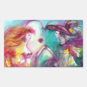 ROMEO EN JULIET/GOLD BLUE SPARKLES RECTANGULAR RECHTHOEKIGE STICKER