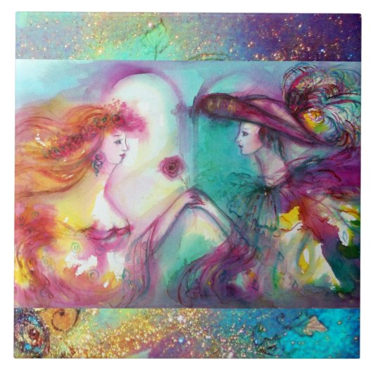 ROMEO EN JULIET/GOLD BLUE SPARKLES TEGELTJE (Voorkant)