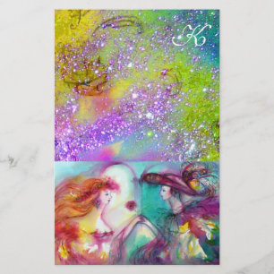 ROMEO EN JULIET, PAARSE GROENE GOUDEN SPRANKELS BRIEFPAPIER